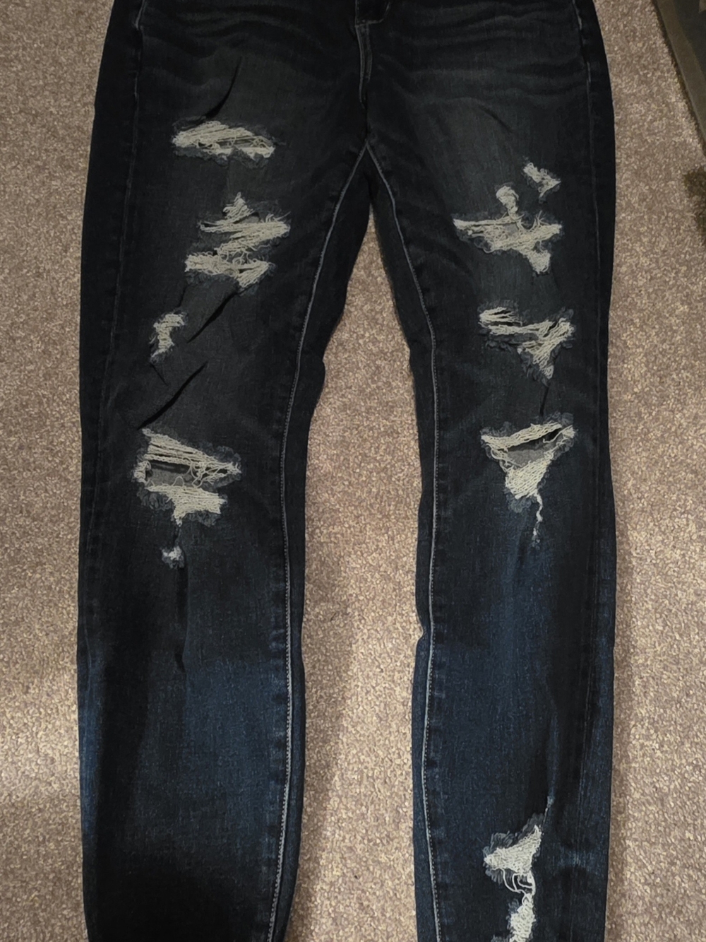 American Eagle Outfitters Dark Blue Ripped Stretch Skinny Jeans
